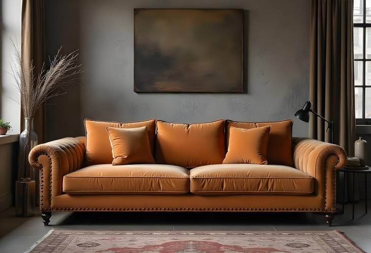 Industrial Grunge Interior with a Luxurious Sofa as the Focal Point